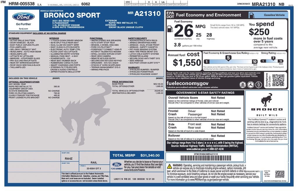 ford bronco sport 2021 3FMCR9B65MRA21310 image ford bronco sport 2021 3FMCR9B65MRA21310 image